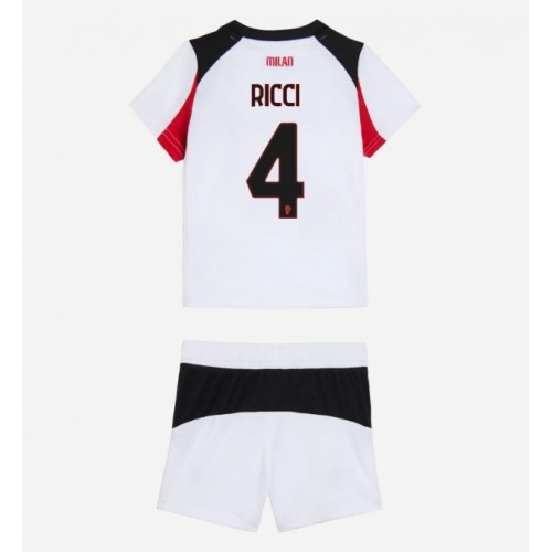 Stroje piłkarskie AC Milan Samuele Ricci #4 Koszulka Wyjazdowej dla dzieci 2025-26 Krótki Rękaw (+ szorty)